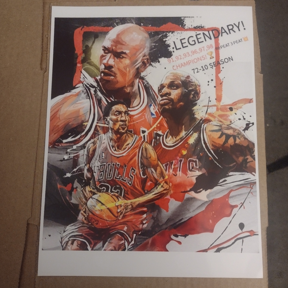 NEW!💯 CHICAGO BULLS LEGENDARY REPEAT 3 PEAT 8.5x11 GLOSSY REPRINT ART POSTER!🔥